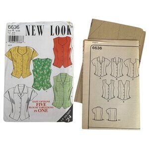 New Look 6636 Sewing Pattern Five Blouse Variations Size12-24 Womens Tops Uncut